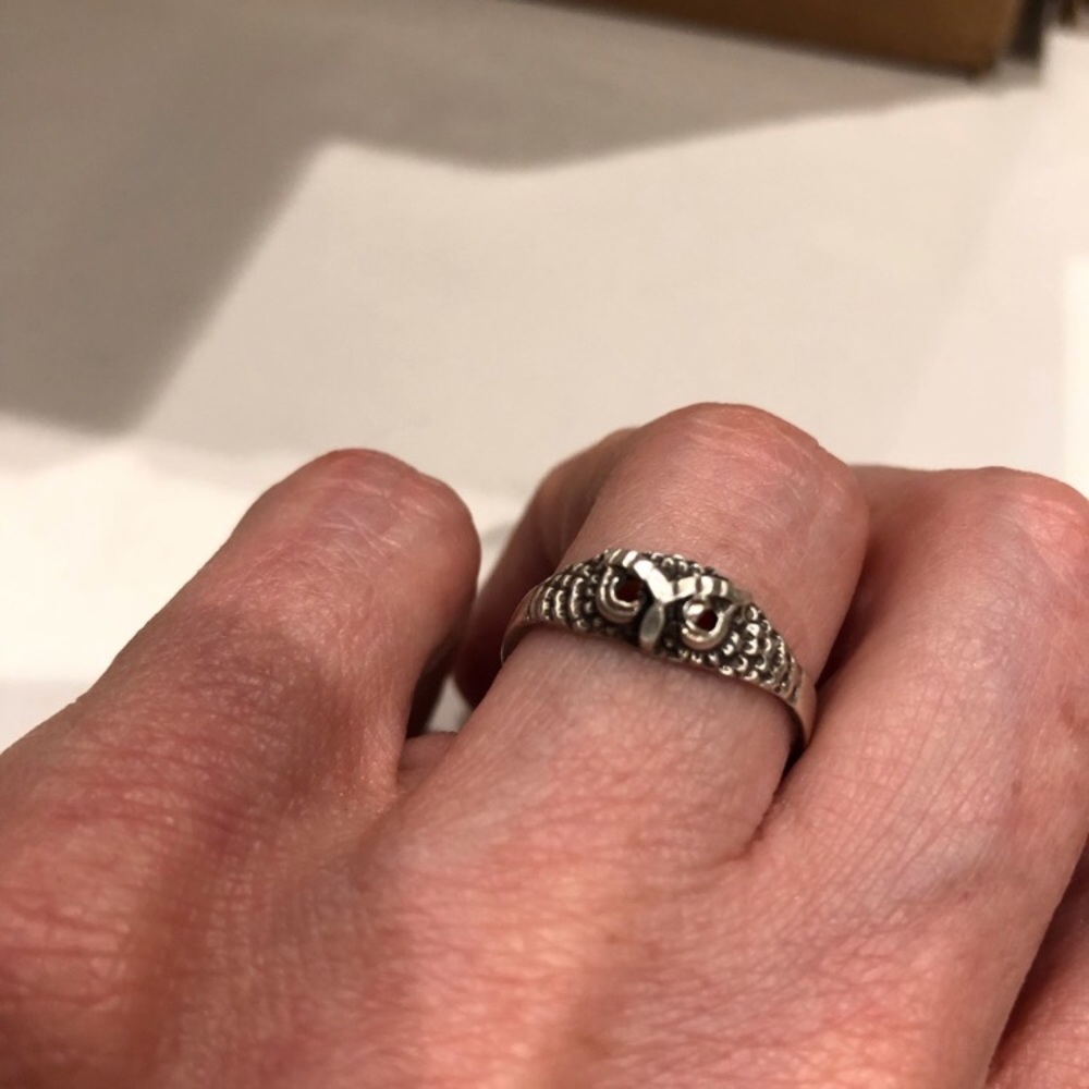 Sterling 925 Owl Eyes Ring - Picture 3 of 7